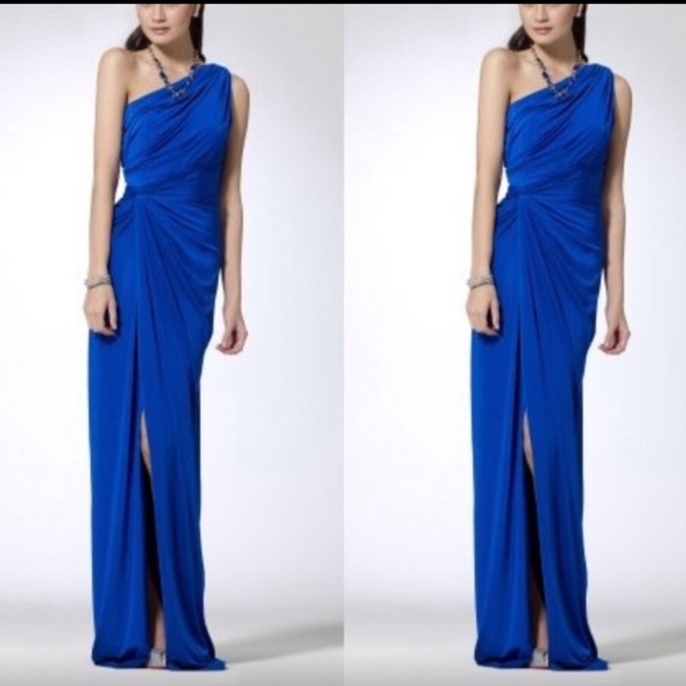 Cache formal royal blue one shoulder gown